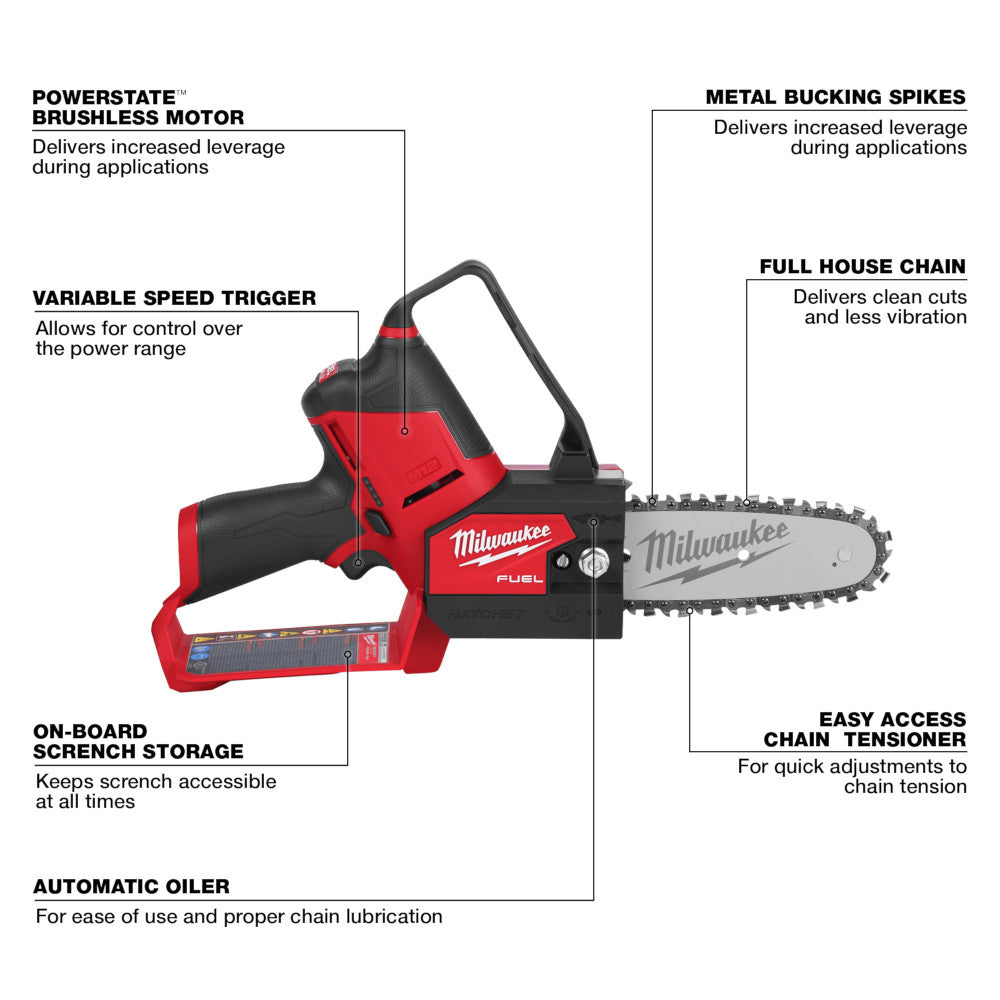 Milwaukee 2527-20  -  M12 Fuel Hatchet 6" Pruning Chain Saw (Tool only)