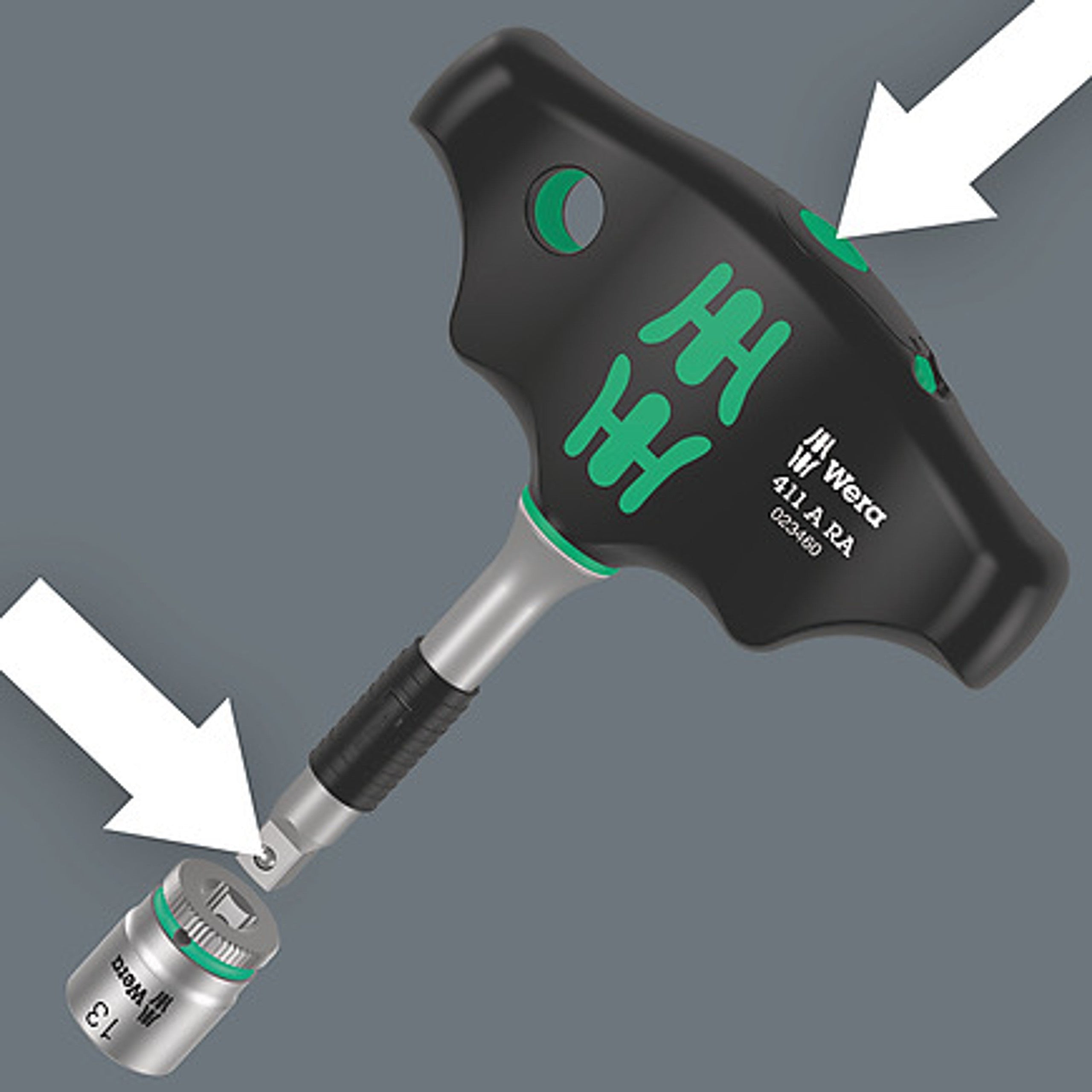 WERA-023460 1/4" Antrieb 411 RA T-Griff mit Ratschenfunktion 