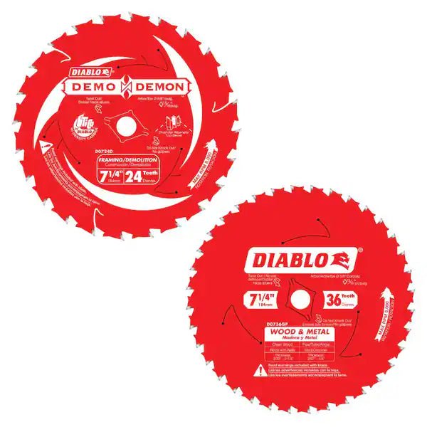 Diablo D0724DVPX -  7-1/4" Demolition Circular Saw Blade - 24T Carbide 2 Pack