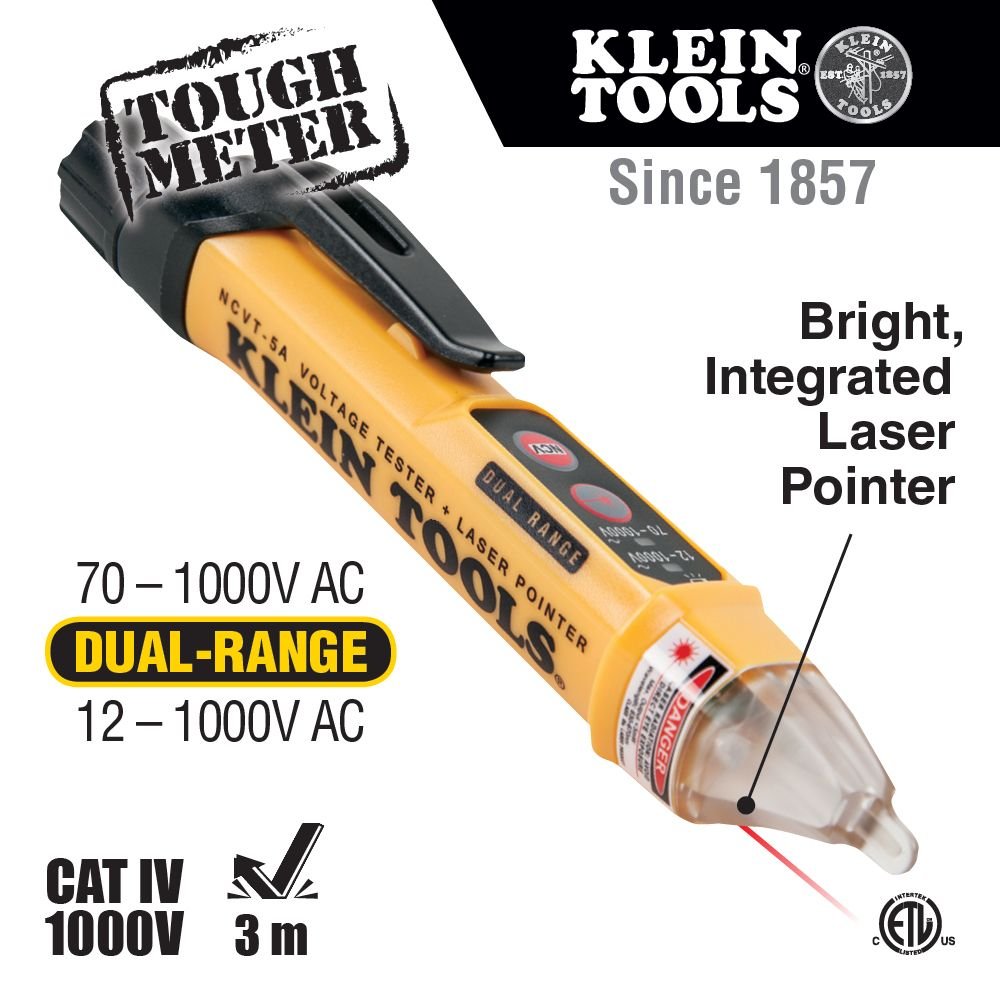 Klein NCVT-5A - Non-Contact Voltage Tester Pen, Dual Range, with Laser Pointer