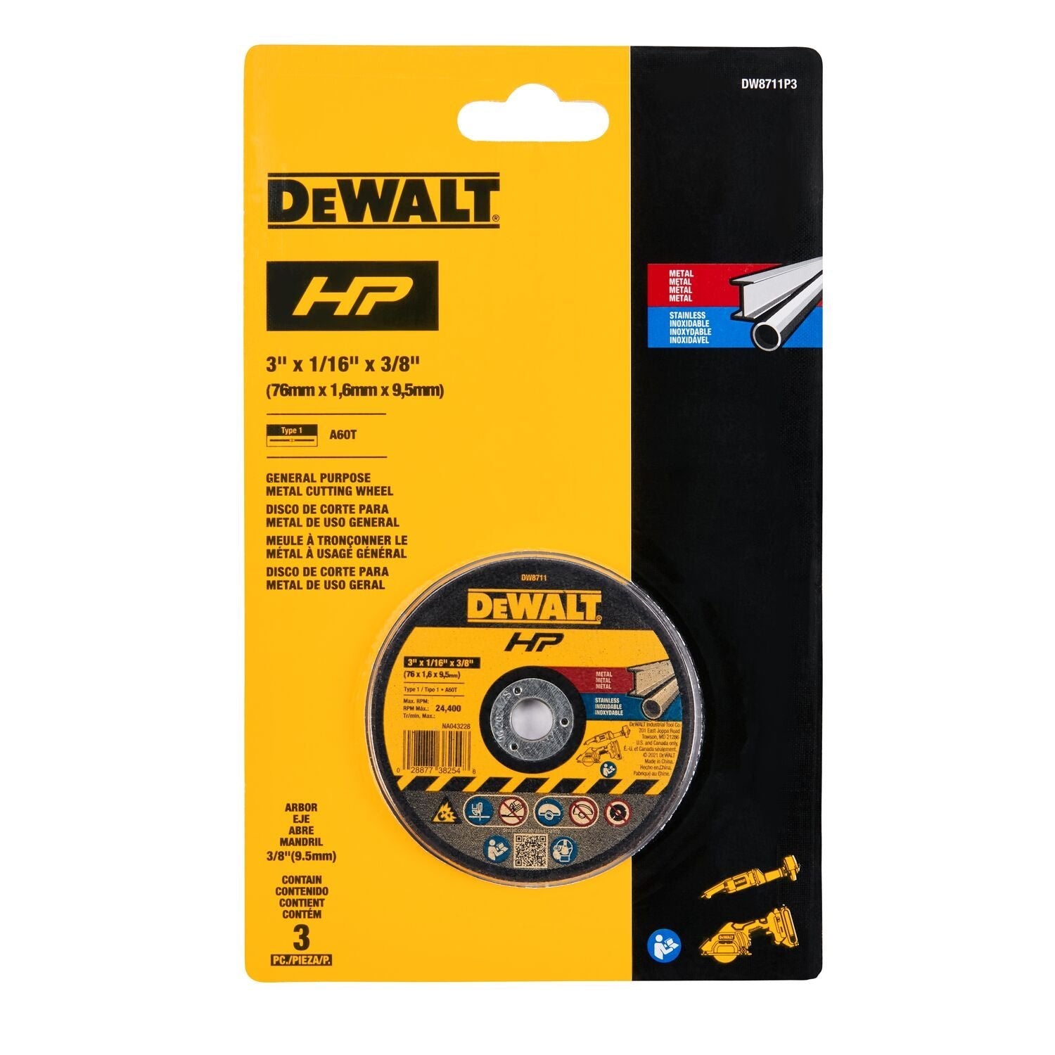 Disques de coupe collés DEWALT DW8711P3-3 po, paquet de 3