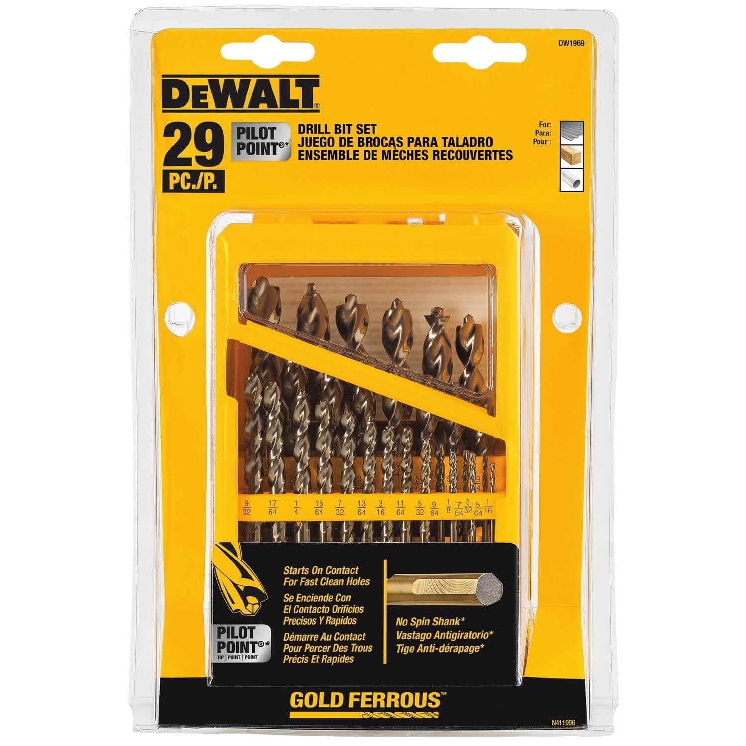 DEWALT DW1969-Bohrer-Set mit Metallindex, 29-teilig