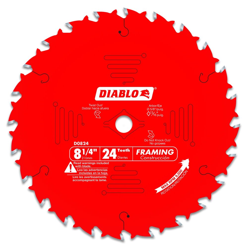 Diablo D0824X  -  8-1/4 in. x 24 Tooth Framing Saw Blade