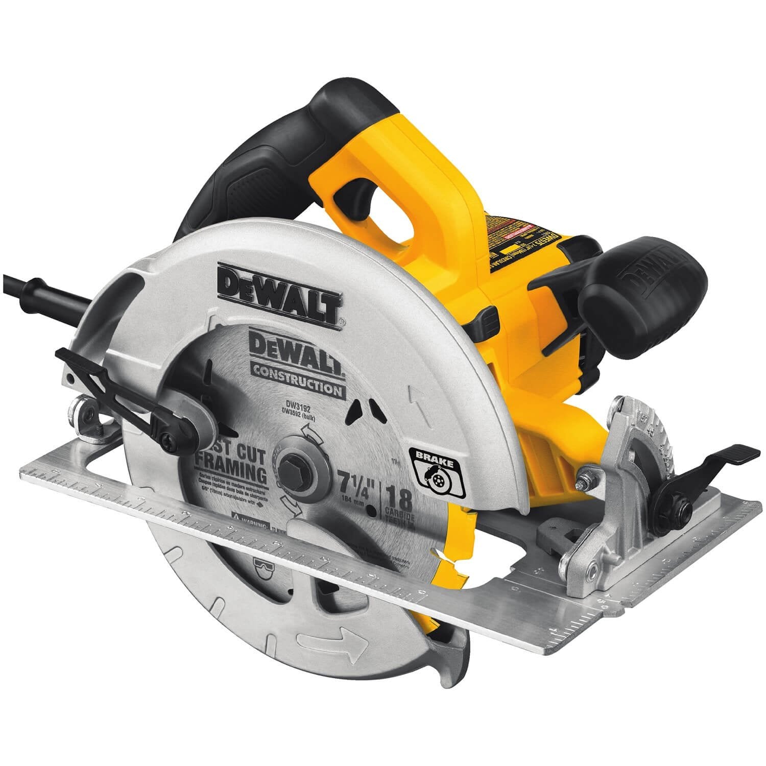 DEWALT DWE575SB-7-1/4-Zoll-Kreissäge mit elektrischer Bremse, 15 Ampere, kabelgebunden