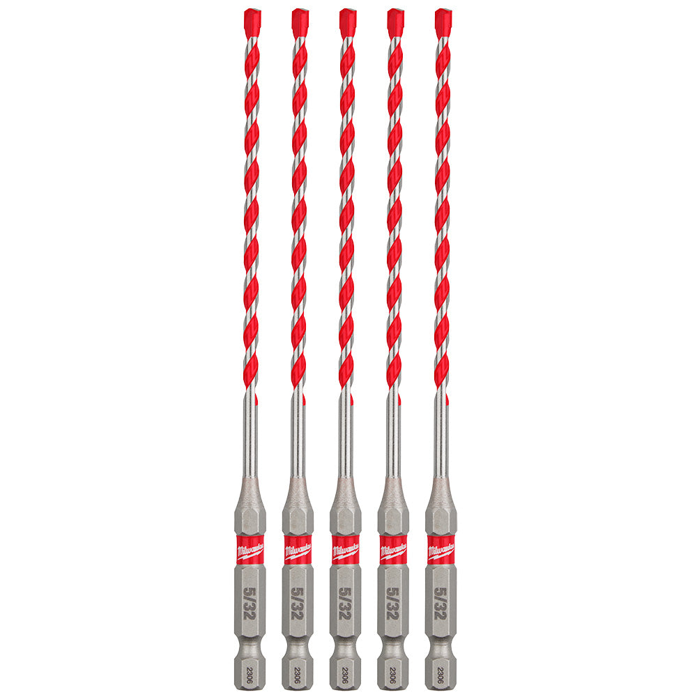 MILWAUKEE 48-20-9155 5/32" SHOCKWAVE™ Carbide Hammer Drill Bit 5PK