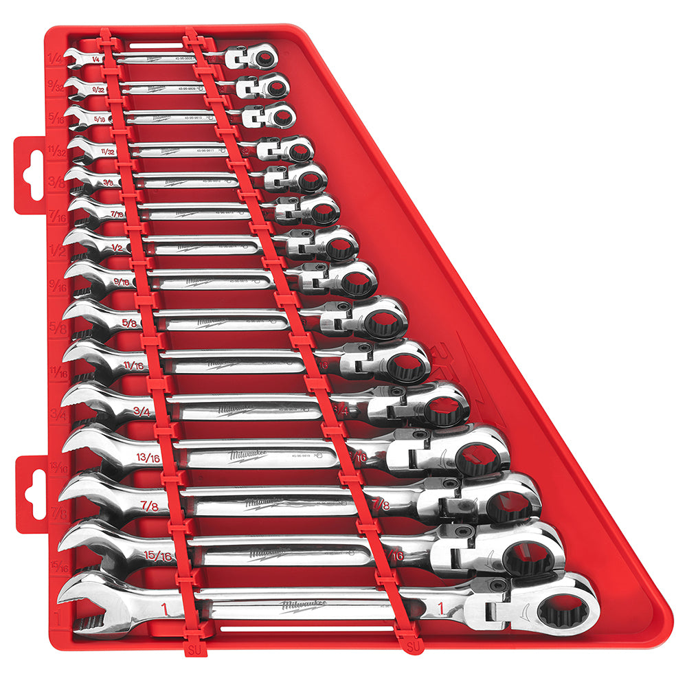 Milwaukee 48-22-9413 -  15pc SAE Flex Head Ratcheting Combination Wrench Set