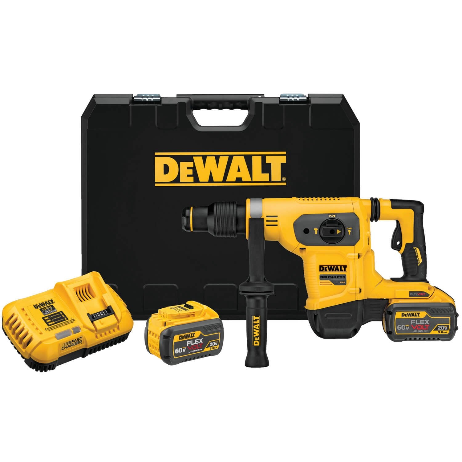 DEWALT DCH481X2-60V MAX* XTREME Cordless Brushless 1-9/16 in SDS Max Rotary Hammer Drill Kit (2) FLEXVOLT Lithium Ion Batteries with Charger