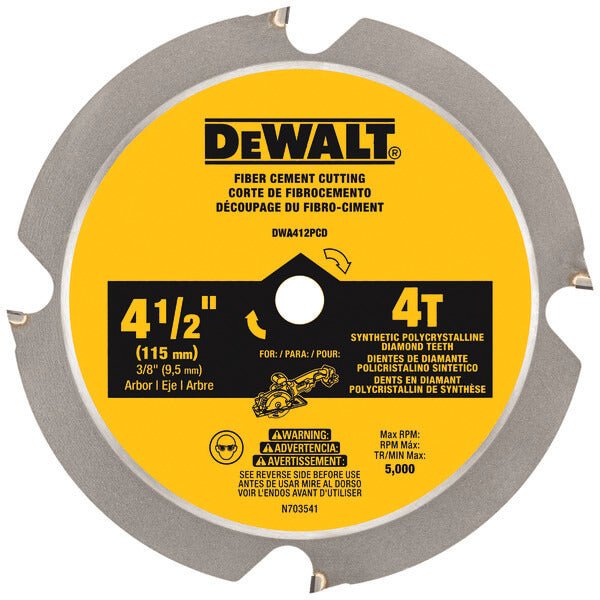 Lame de scie circulaire pour fibrociment DEWALT DWA412PCD-4-1/2 po 4T