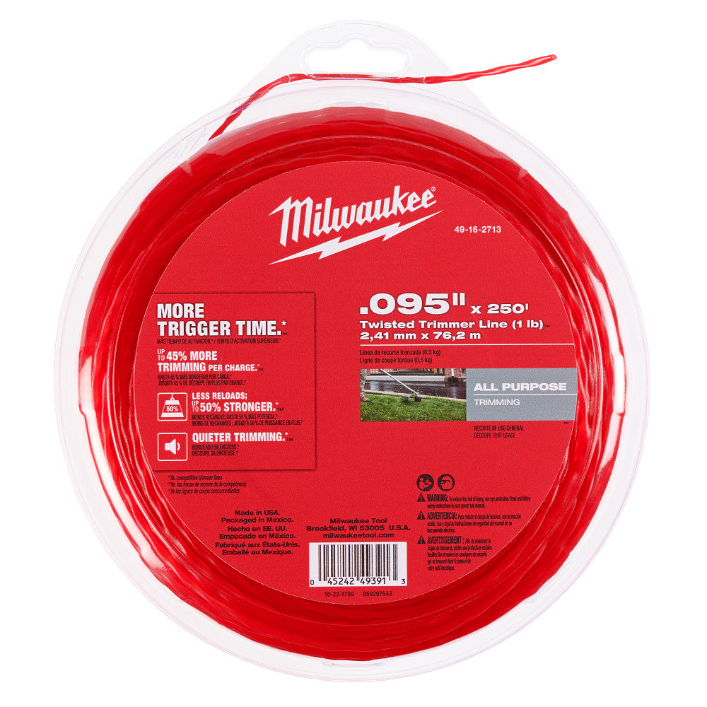 MILWAUKEE 49-16-2713  -  .095" X 250' TRIMMER LINE