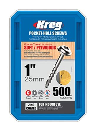 Kreg SML-C1-500  -  1" Maxi-Loc Zinc Pocket-Hole Screws (coarse) 500pack
