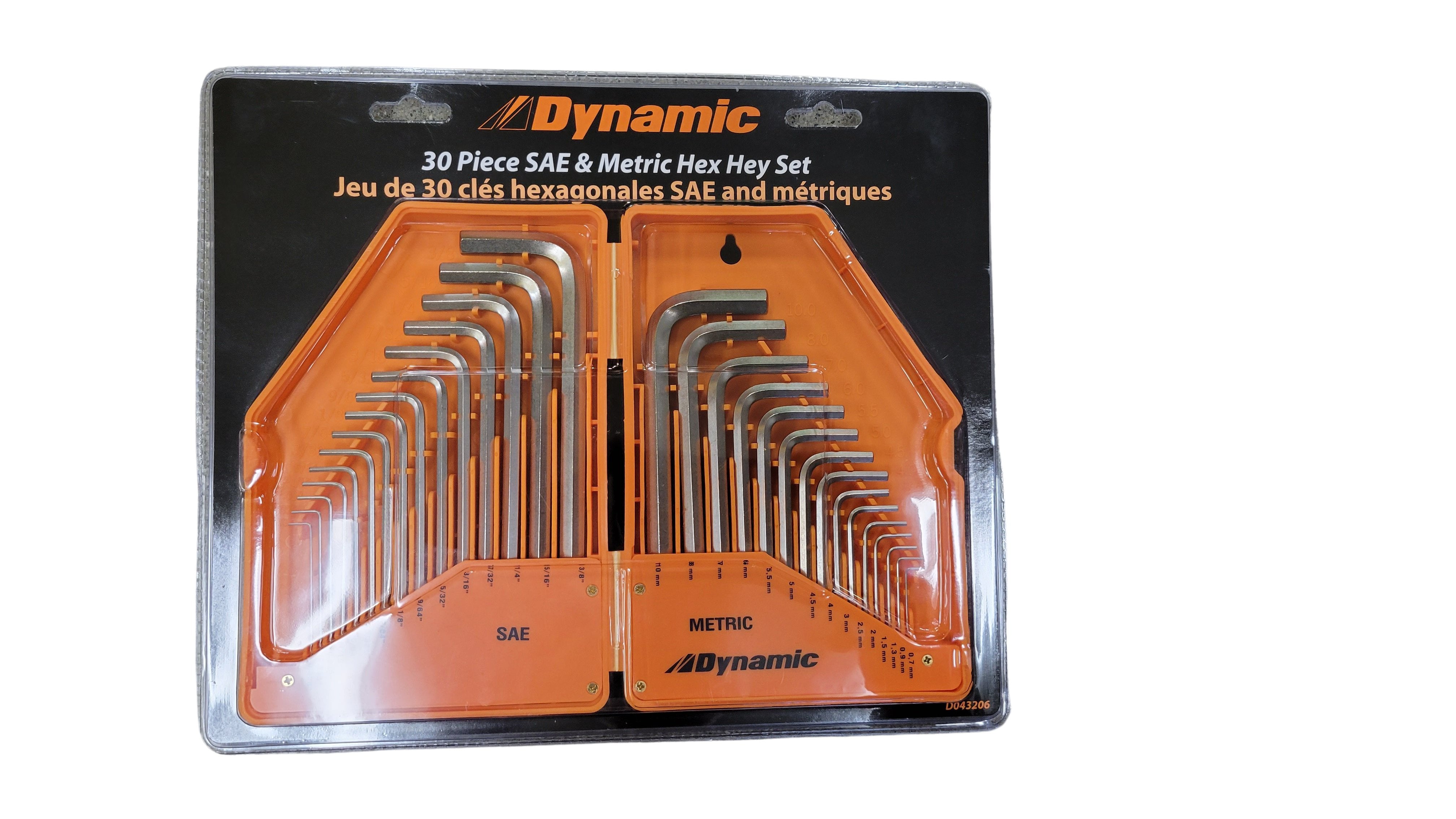 DYNAMIC TOOLS D043206 30 PCS "L-SHAPED" REGULAR HEX WRENCH SET 0.028" - 3/8" / 0.7 - 10MM