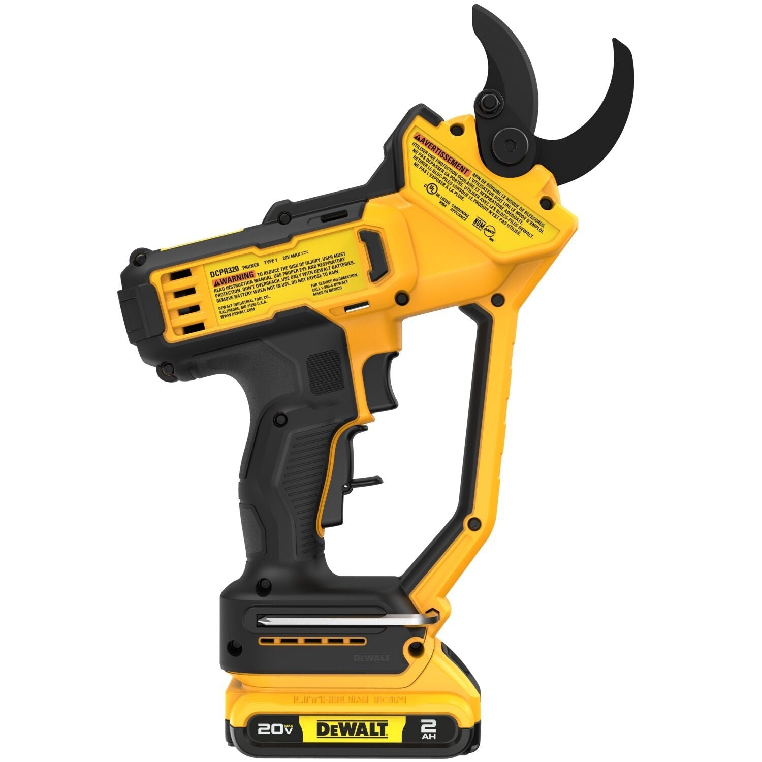 Sécateur DEWALT DCPR320D1-20 V avec batterie 2 Ah