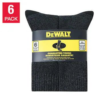 DeWalt DXSC159-ASST - Men’s Cotton Blend Work Sock, 6-pack