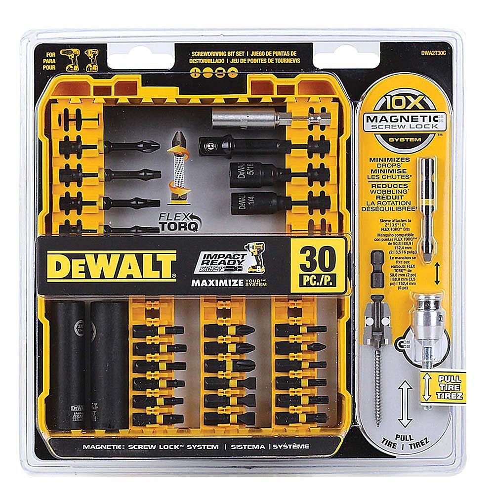 DEWALT DWA2T30C-Flextorq Impact Ready Screwdriving Bit Sets With Toughcase+ System