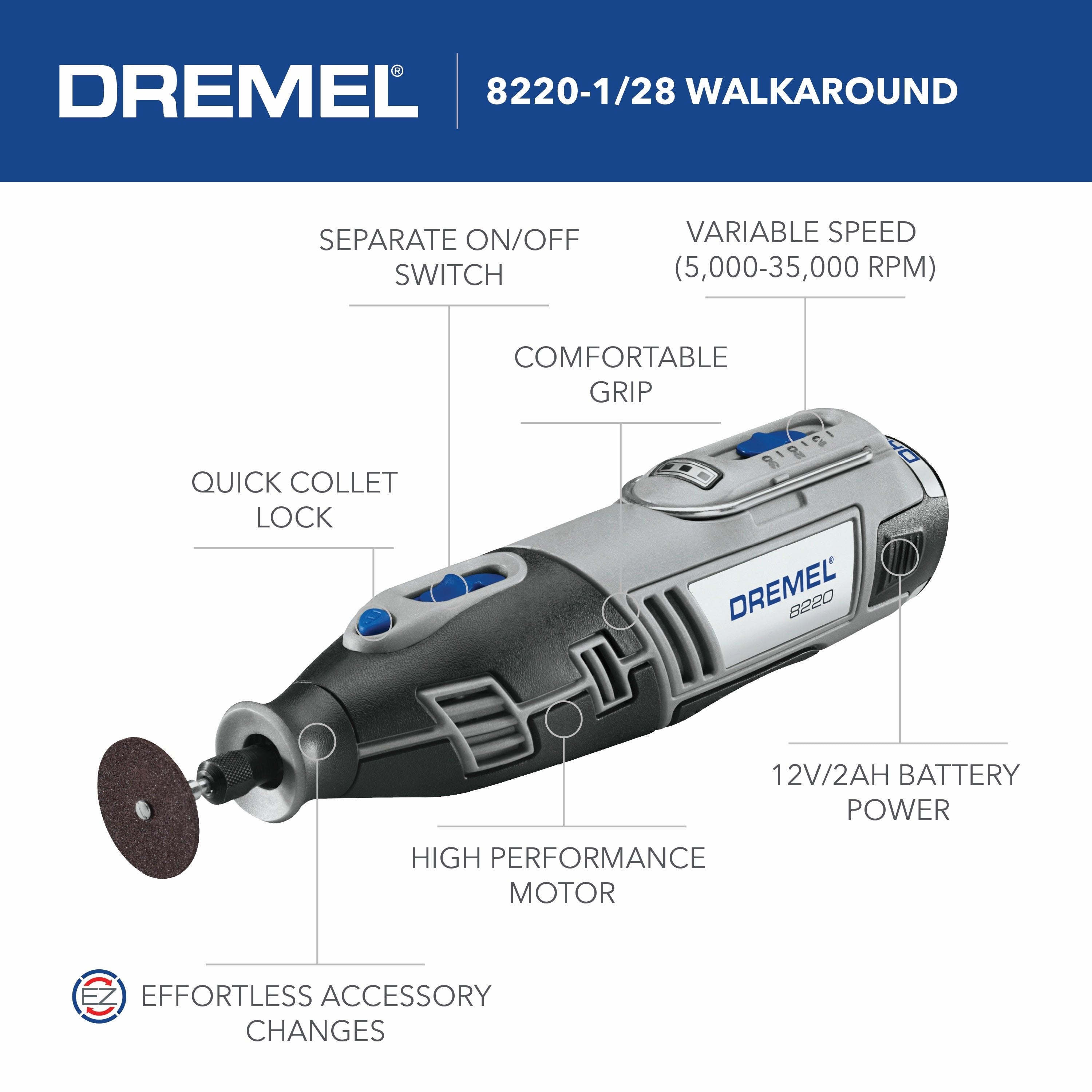 DREMEL 8220-1/28 12V Max Lithium-ion Cordless Rotary Tool Kit