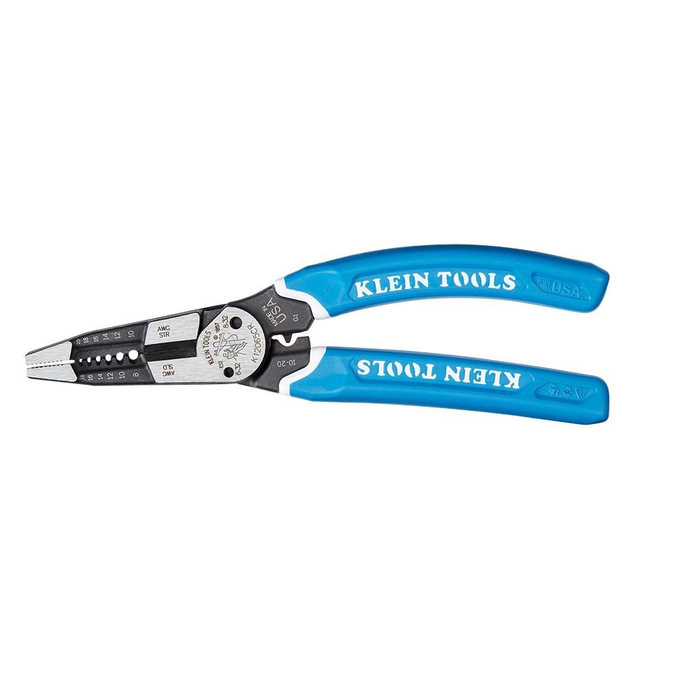 Klein KLE-K12065CR - Pince à dénuder/couper/sertir Klein-Kurve® robuste, calibres 8-20 AWG