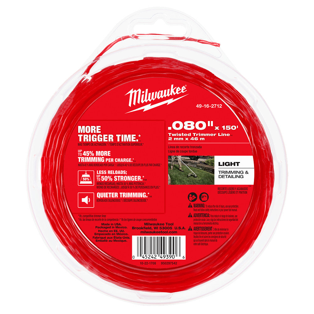 MILWAUKEE 49-16-2712  -  .080" X 150' TRIMMER LINE