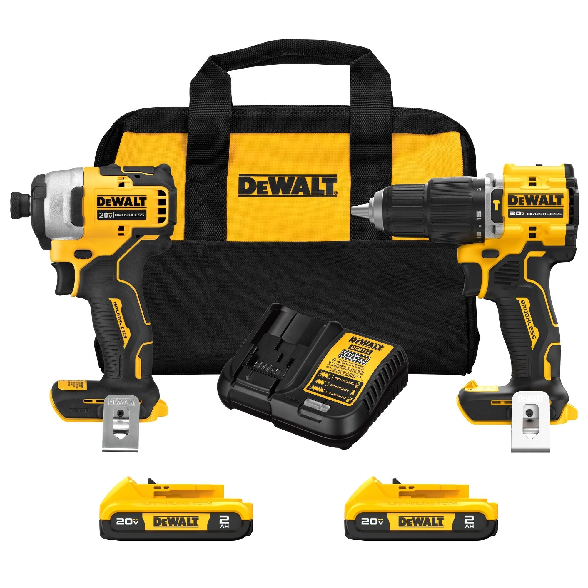 Dewalt 20V MAX ATOMIC Lithium-Ionen-Kompakt-Kombi-Set mit 1/2-Zoll-Bohrhammer und Schlagschrauber (2 Werkzeuge)