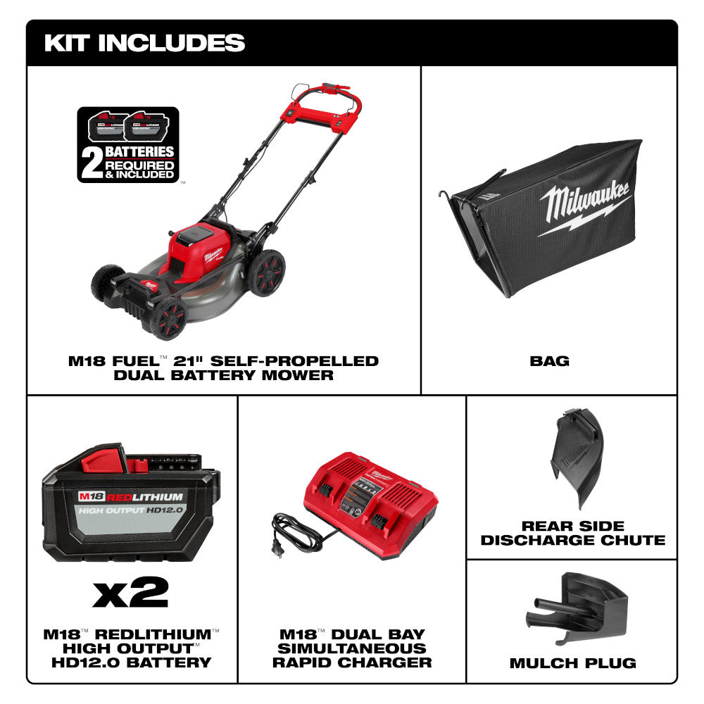 Milwaukee 2823-22HD  -  M18 FUEL™ 21" Self-Propelled Dual Battery Mower Kit