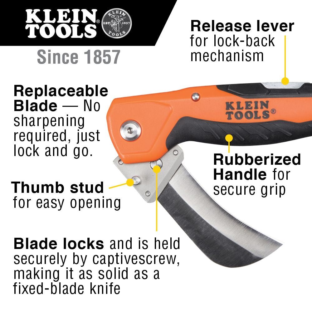 Klein KLE-44218 - Cable Skinning Utility Knife with Replaceable Blade