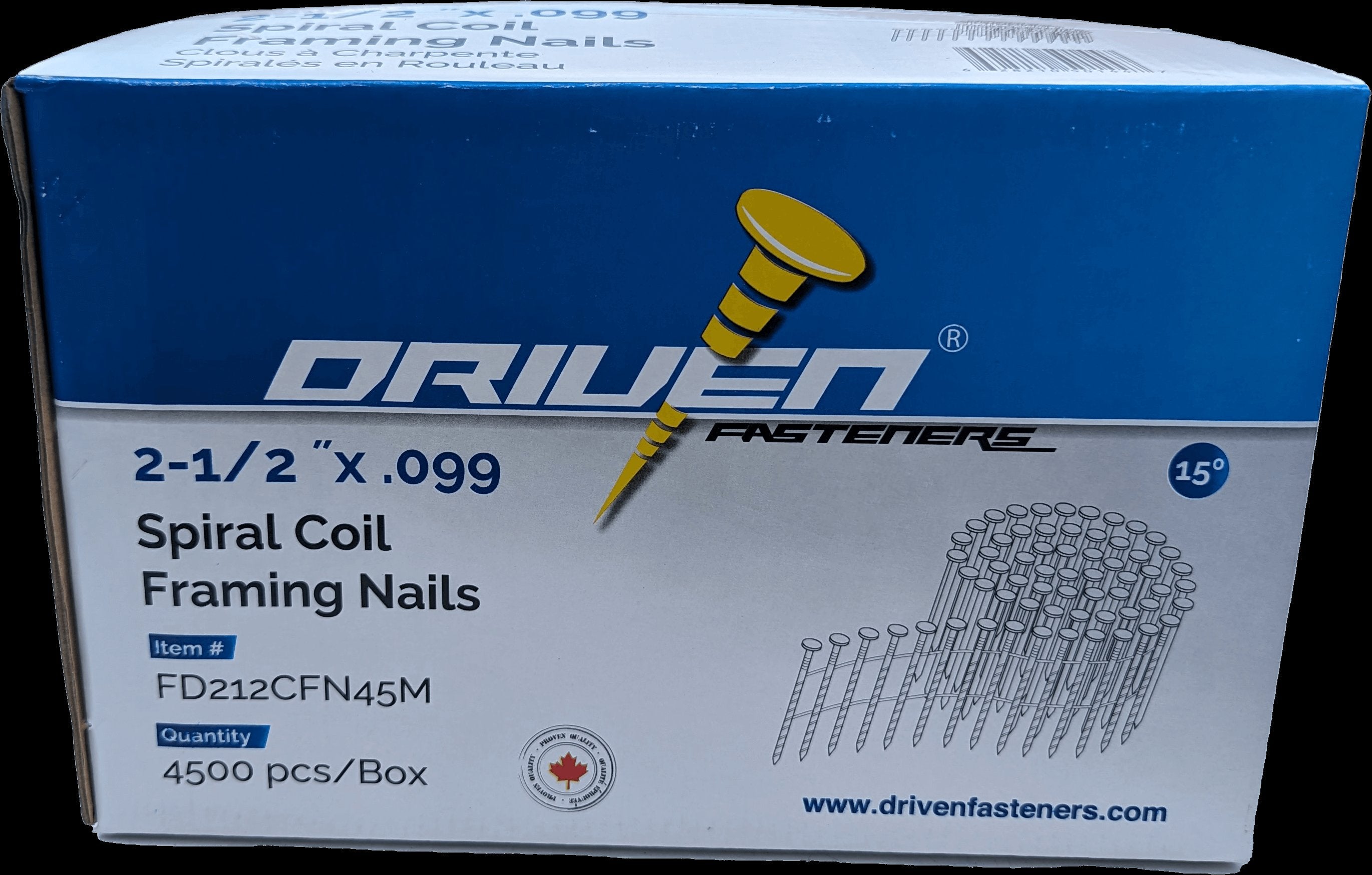 Five Dimensions FDC212-4.5M - 2'-1/2' Sprial Shank Coil Nails .099 4.5M