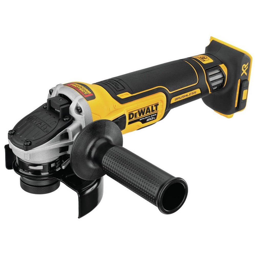 Meuleuse d'angle DEWALT DCG405B-20V MAX** XR avec frein anti-rebond, interrupteur coulissant, 4-1/2 pouces, outil seulement