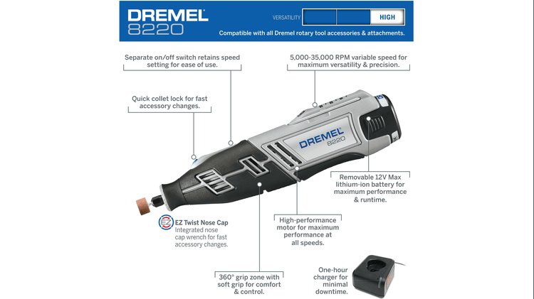 DREMEL 8220-1/28 12V Max Lithium-ion Cordless Rotary Tool Kit