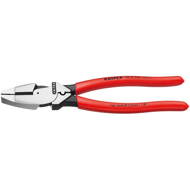 Knipex 0911240SBA - 9 1/2" Hochleistungs-Lineman-Zange New England mit Einziehbandzieher und Crimper