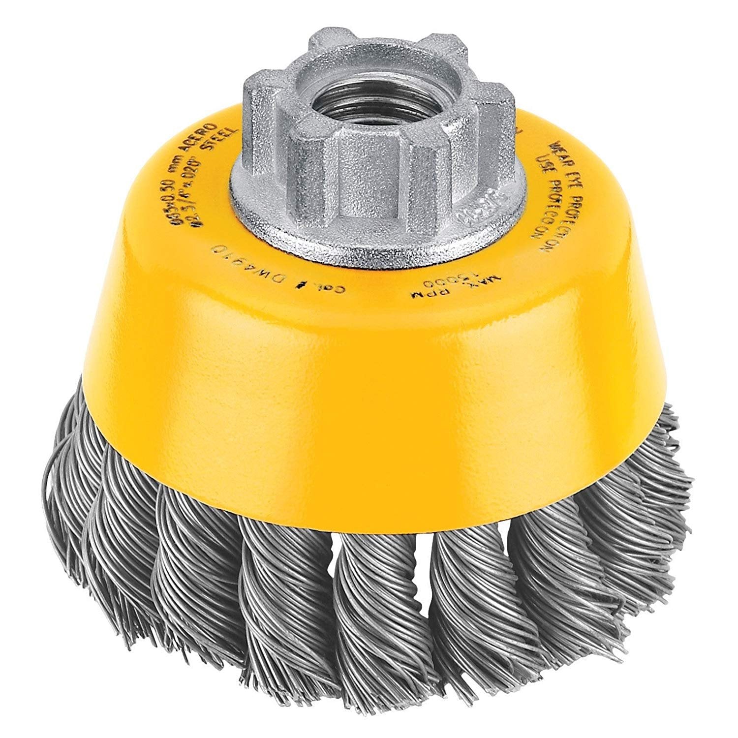 Brosse coupelle métallique DEWALT DW4910, nouée, 3 pouces