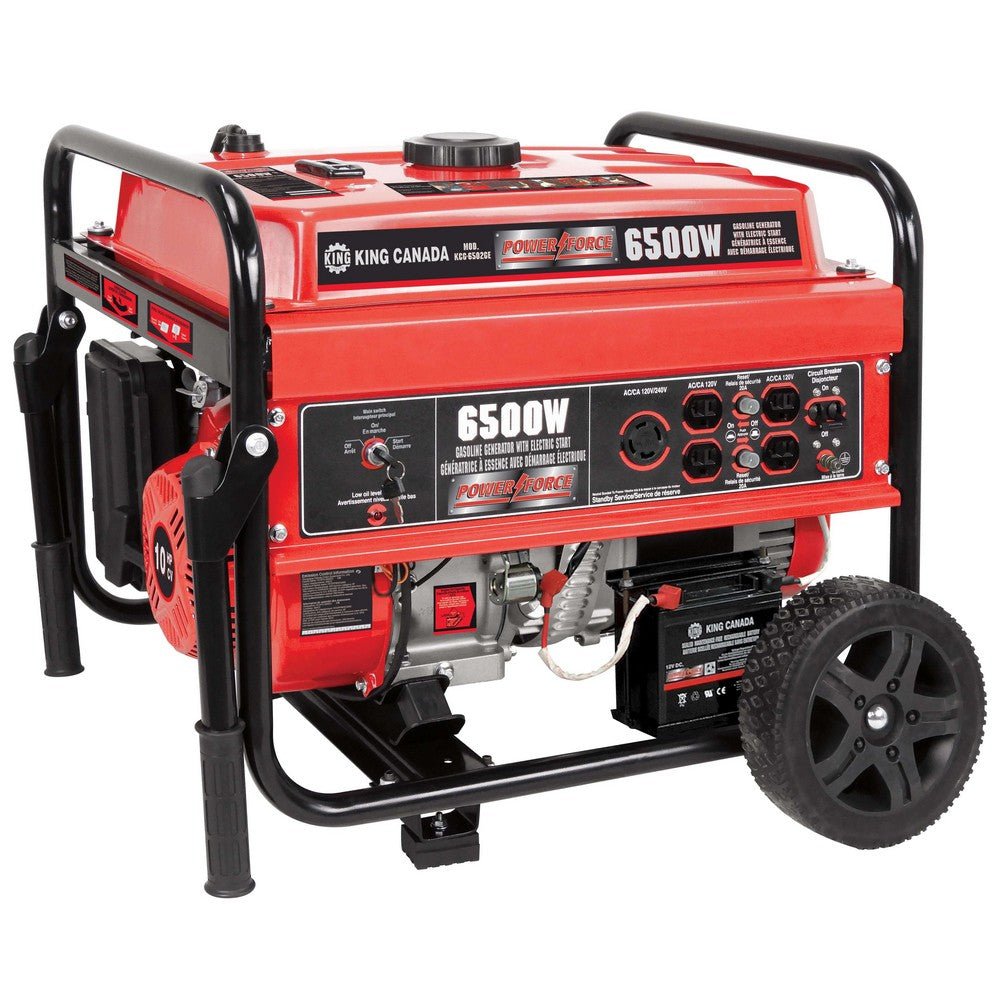 King KCG-6502GE - GÉNÉRATEUR À ESSENCE 6500 W AVEC DÉMARRAGE ÉLECTRIQUE ET KIT DE ROUES