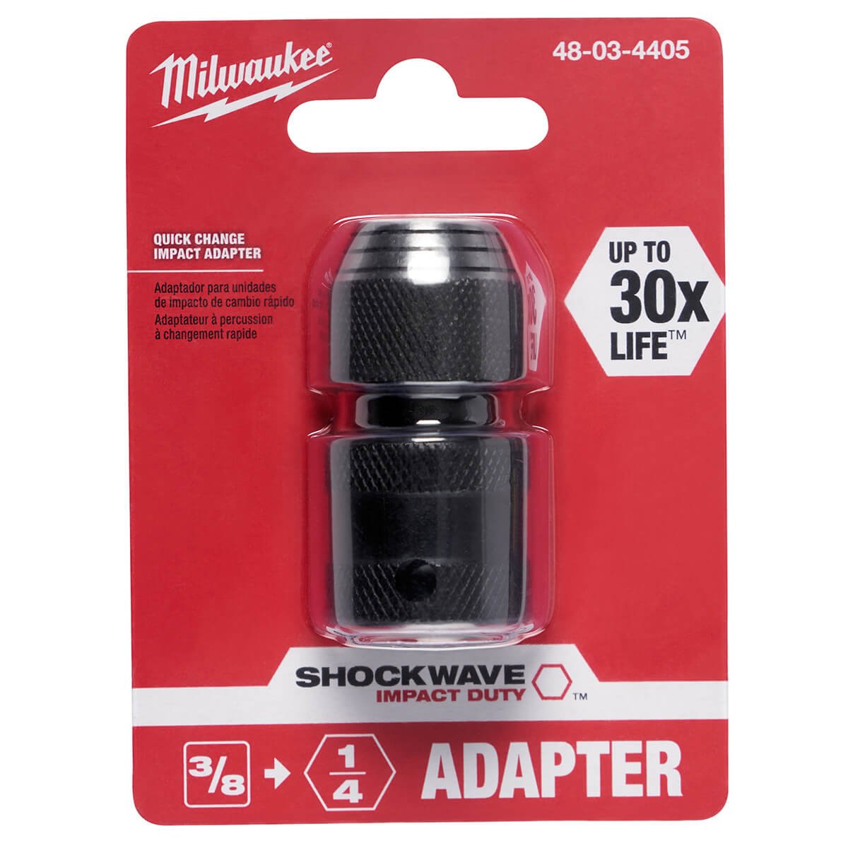 Milwaukee 48-03-4405  -   SHOCKWAVE 3/8″ Square to 1/4″ Hex Adapter