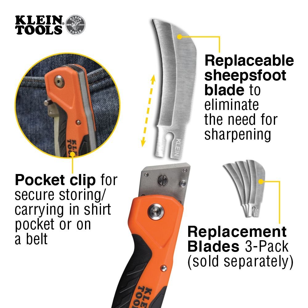 Klein KLE-44218 - Cable Skinning Utility Knife with Replaceable Blade