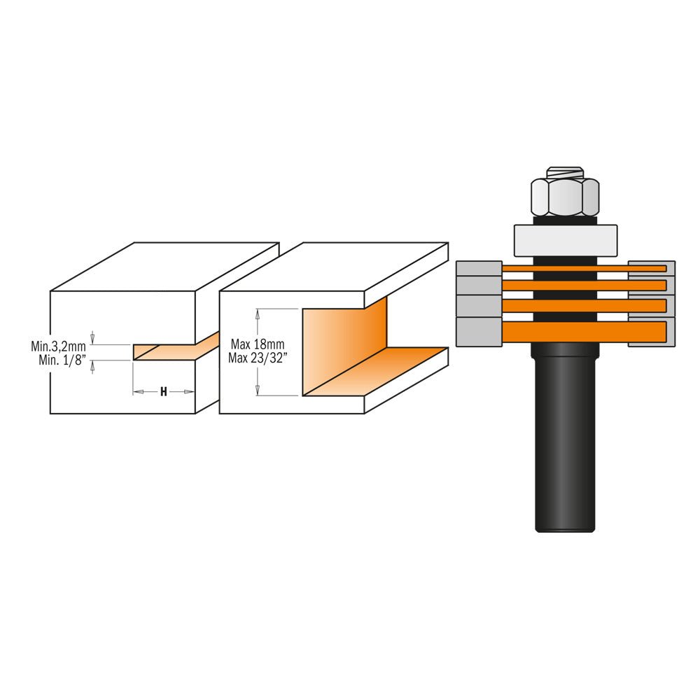 CMT 800.506.11 - 3-Flügel-Nutfräser-Fräser-Set