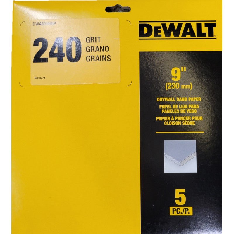 DEWALT DWAS2405P-9In Trockenbau-Schleifpapier, 5er-Pack, 240 g