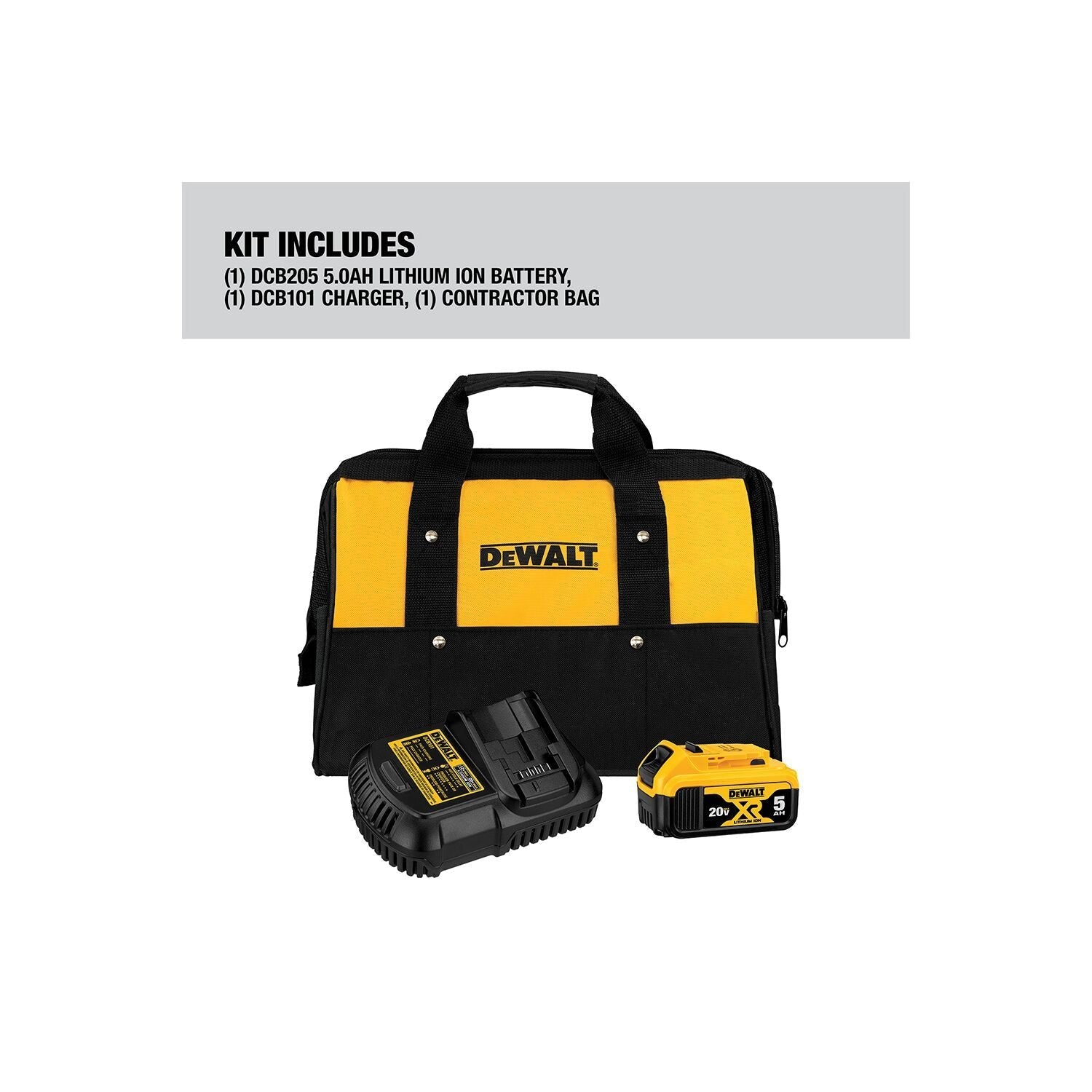 DEWALT DCB205CK 20V MAX* 5.0Ah Battery Charger Kit with Bag