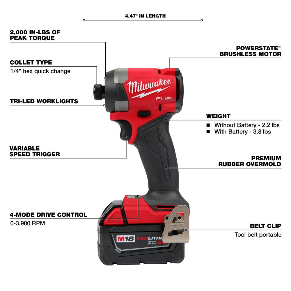 Milaukee  2953-22  -  M18 FUEL™ 1/4" Hex Impact Driver Kit