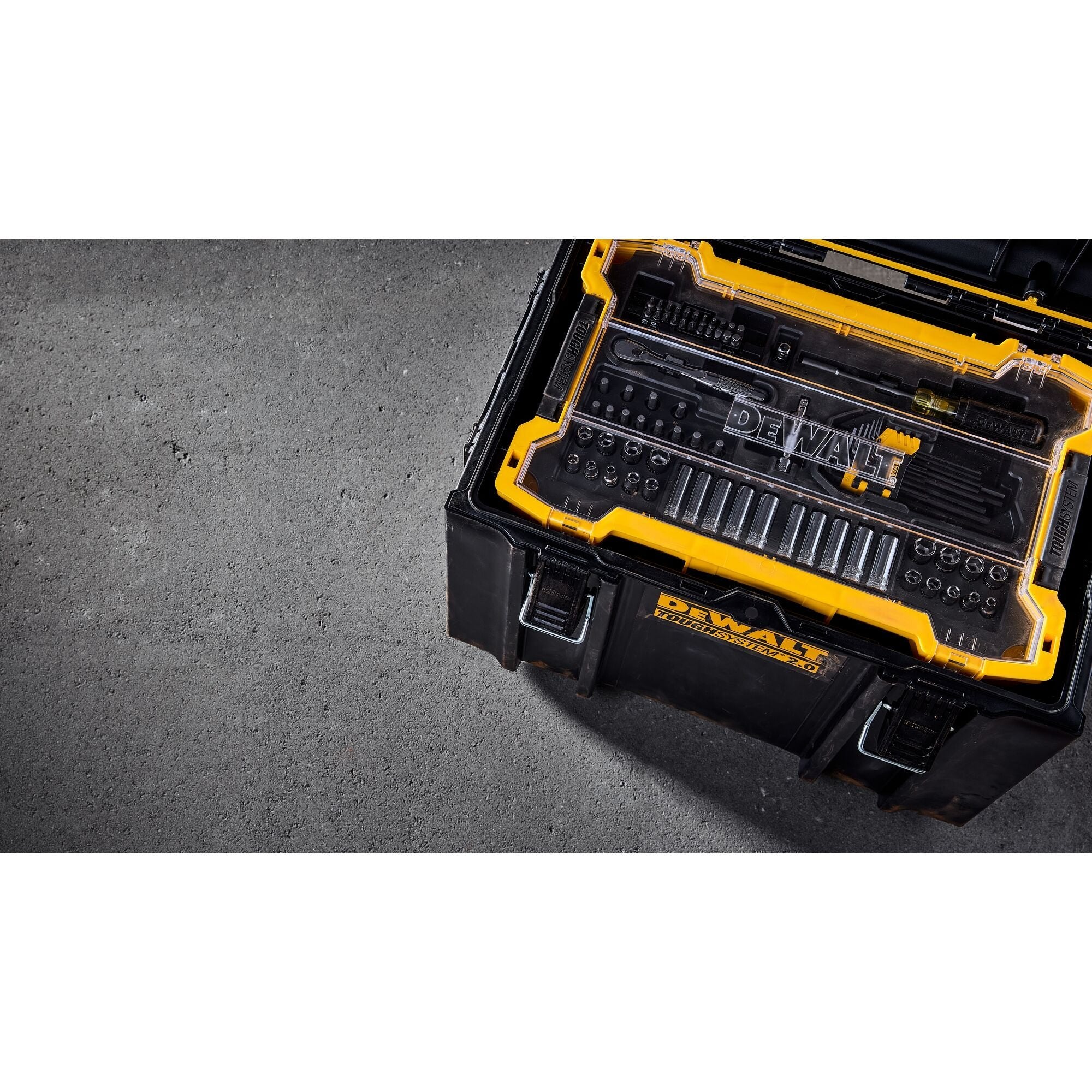 DEWALT DWMT45402-131-tlg. 1/4 Zoll und 3/8 Zoll Mechaniker-Werkzeugsatz mit ToughSystem 2.0-Ablage und Deckel