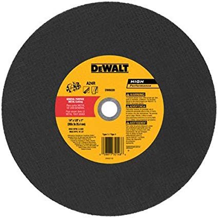 Disque à tronçonner pour scie à métaux DEWALT DW8020, 14 po x 1/8 po x 1 po