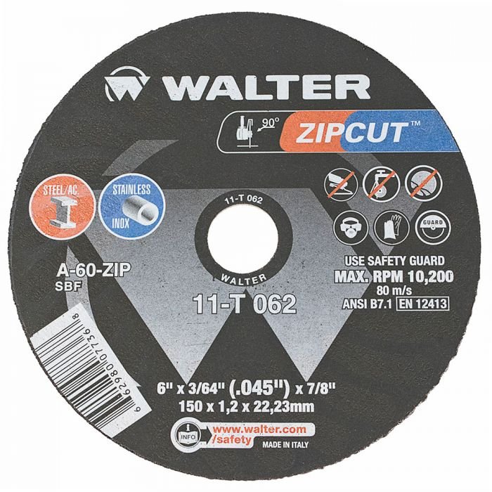 Walter 11T062 - Disque à tronçonner Zip-Cut T1 6"x3/64"