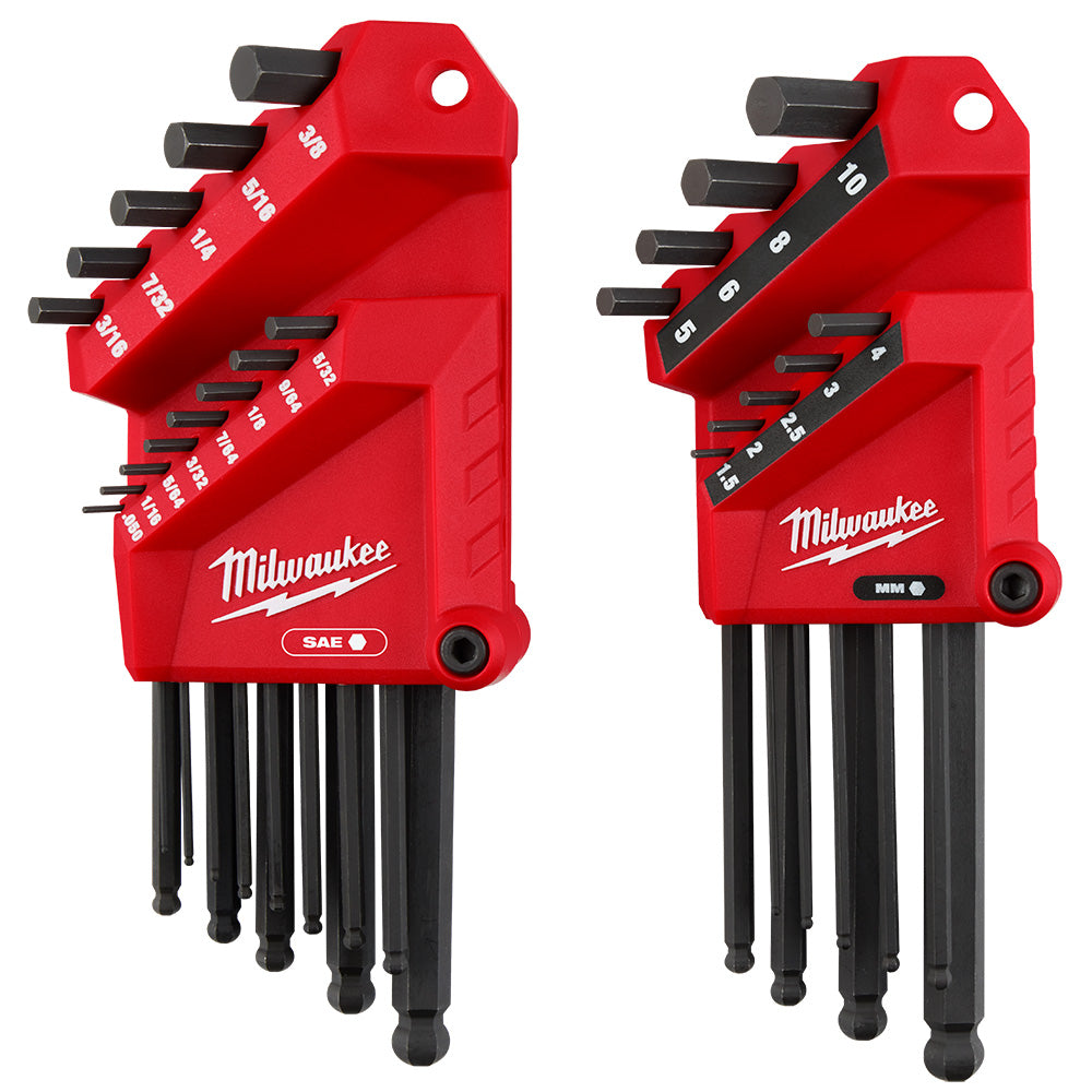 Milwaukee 48-22-2187 - 22-Key Ball End L-Key Set - SAE/Metric