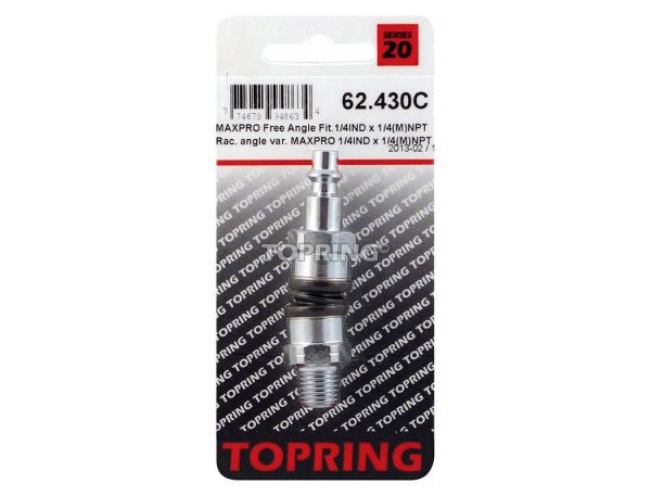 TOPRING 62.430C  -  45° free angle fitting 1/4 industrial x 1/4 (m) npt maxpro