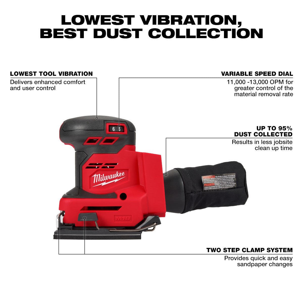 Milwaukee 2649-20 M18™ Orbital 1/4 Sheet Sander