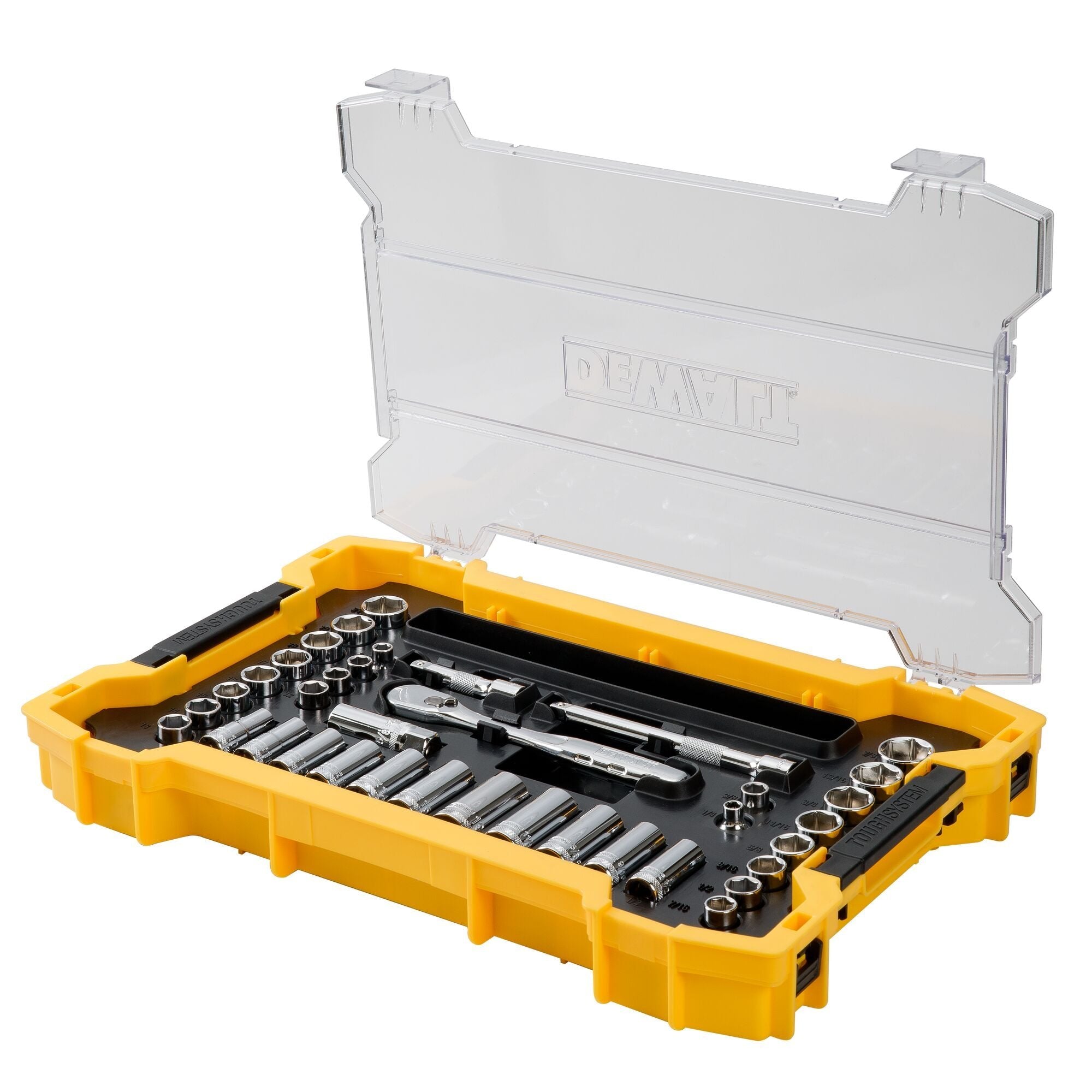 Dewalt  DWMT45403 3/8 in and 1/2 in Mechanic Tool Set With ToughSystem® 2.0 Tray and Lid (85 pc)