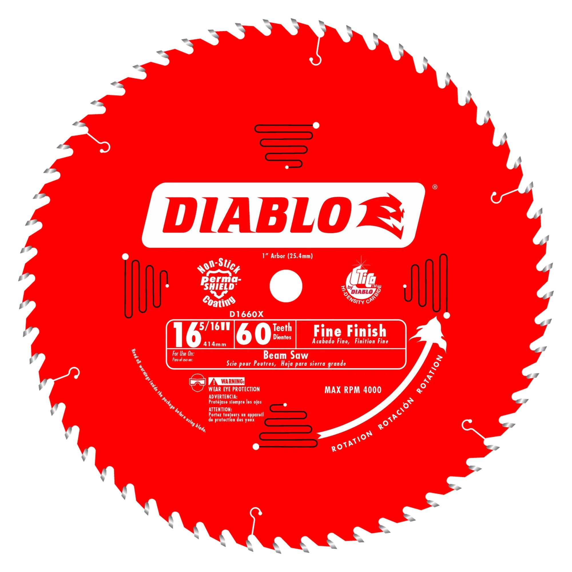 Diablo D1660X – 16-5/16 Zoll x 60 Zähne, Balkensägeblatt für feine Oberflächen