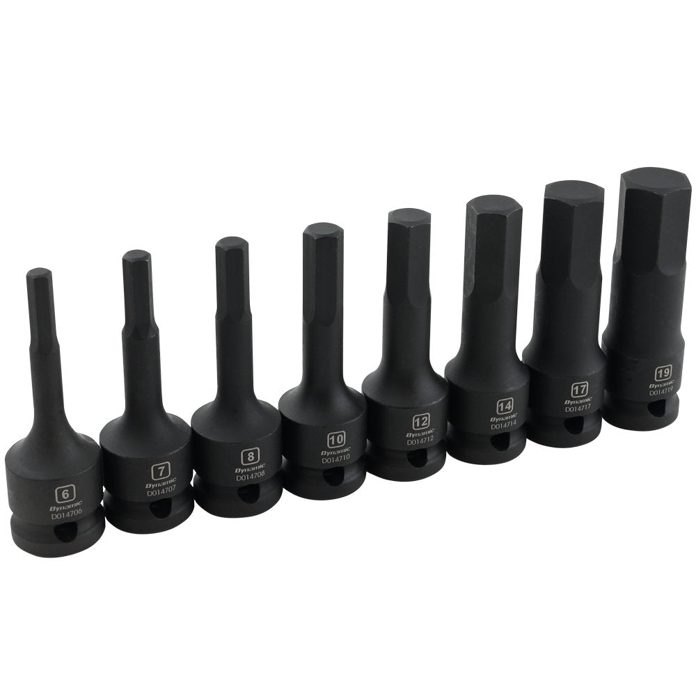 Dynamic D018103  -  8 PIECE METRIC HEX BIT IMPACT SOCKET SET 1/2''