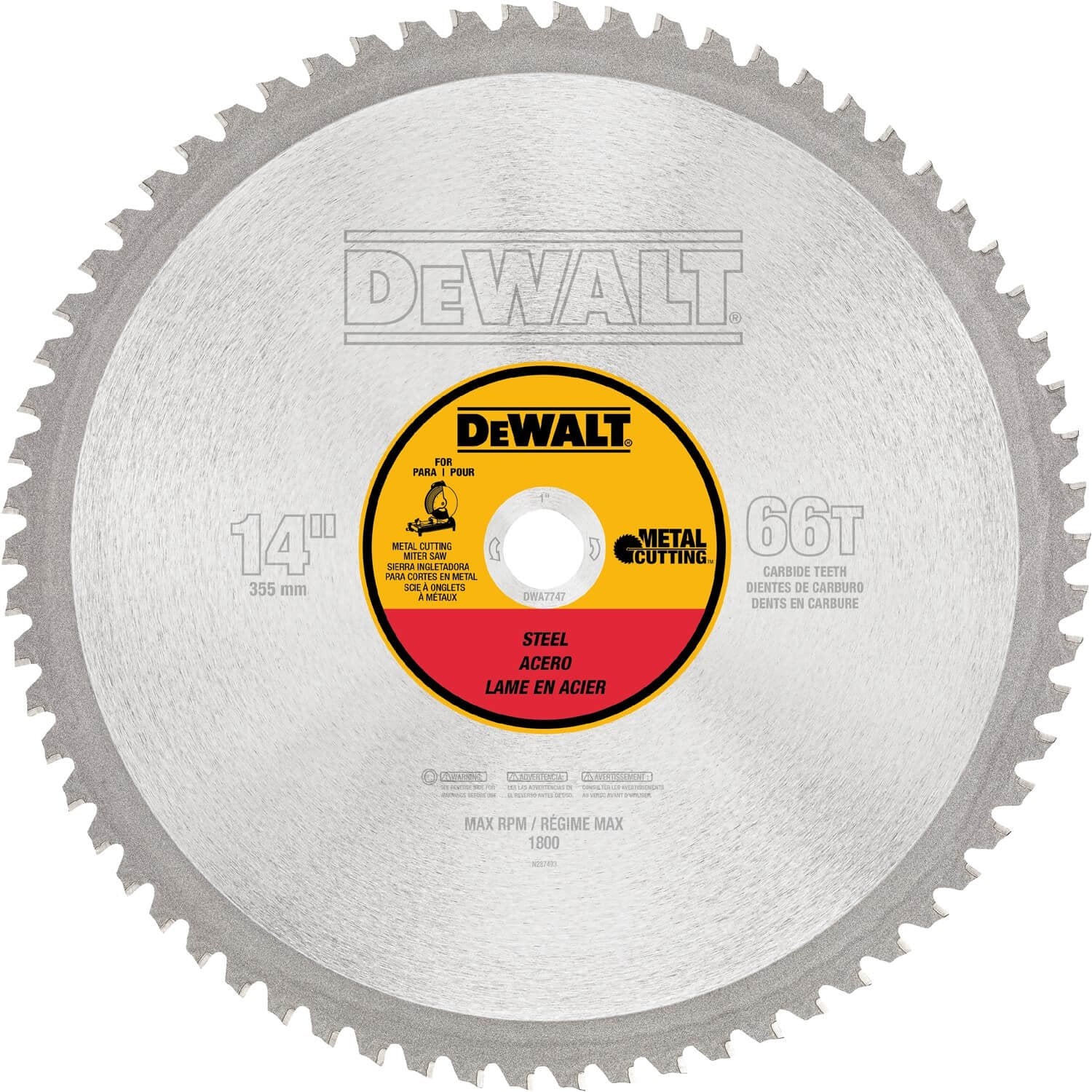 Dewalt DWA7747 - 14" 66T Heavy Gauge Ferrous Metal Cutting 1" Arbor