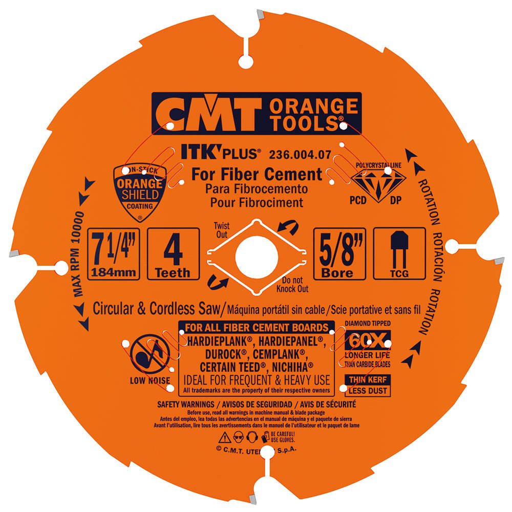 CMT 236.004.07  -  7-1/4" (Diamond) Fiber Cement Blade