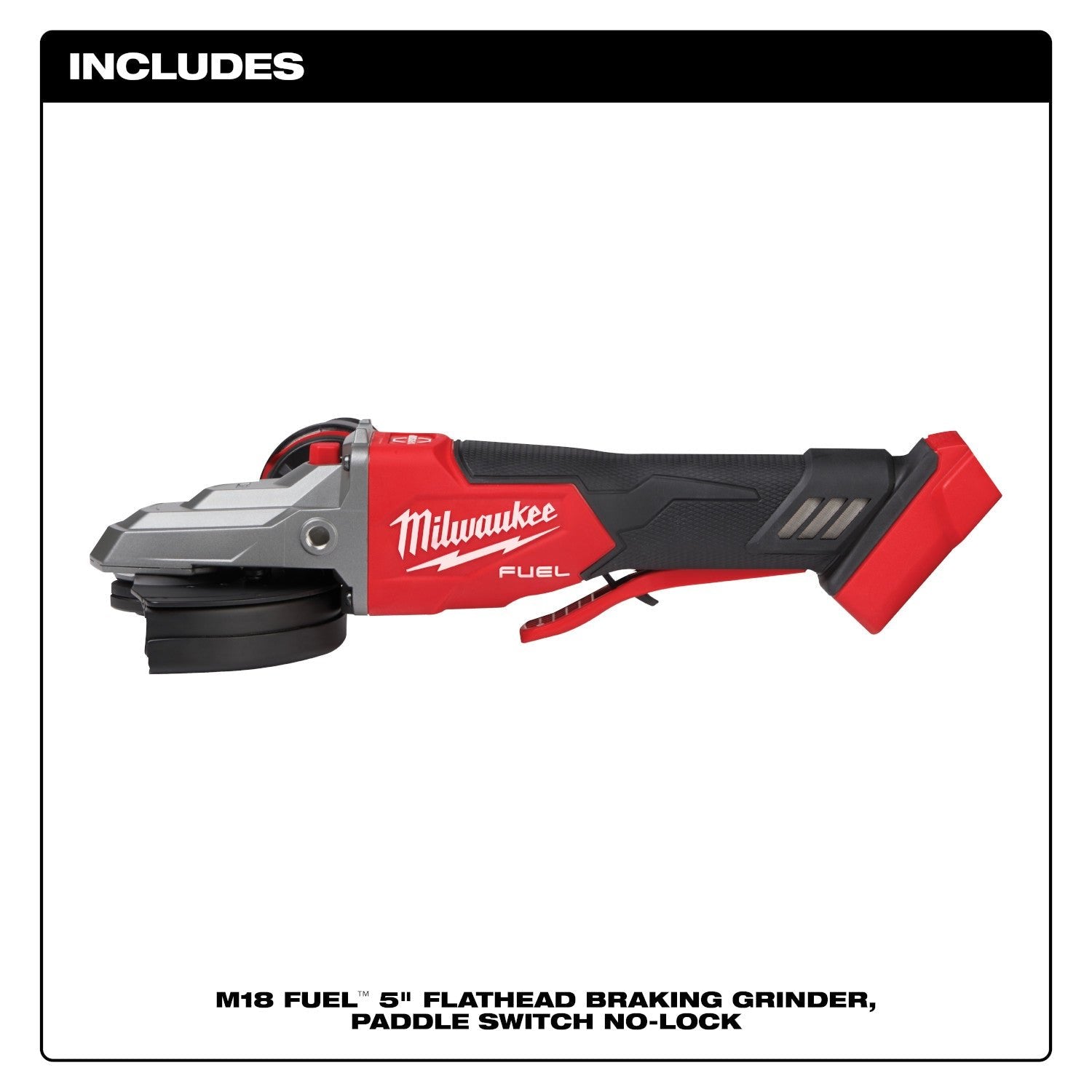 Milwaukee 2886-20 - M18 FUEL™ 5" Flathead Braking Grinder, Paddle Switch No-Lock