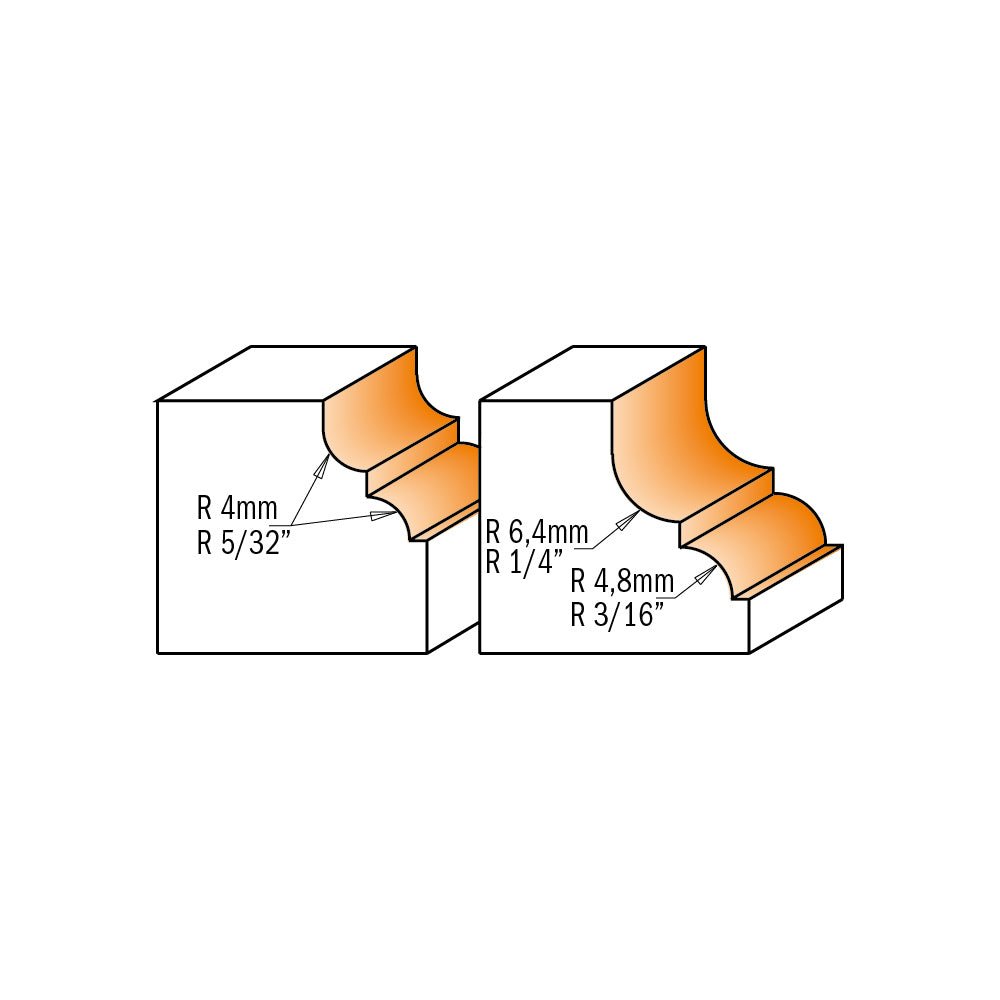 CMT 845.850.11 - MÈCHE À TOUPIE CLASSIQUE OGEE CMT, TIGE 1/2", RAD. 1/4".