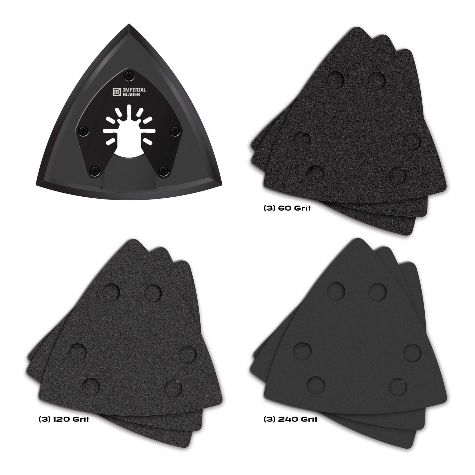 Milwaukee IBOTSPV-10 – Imperial Blades IBOTSPV-10 One Fit™ 3-1/2" oszillierendes Dreieck-Schleifpad + Schleifpapier-Vielfaltspackung, 10-teilig